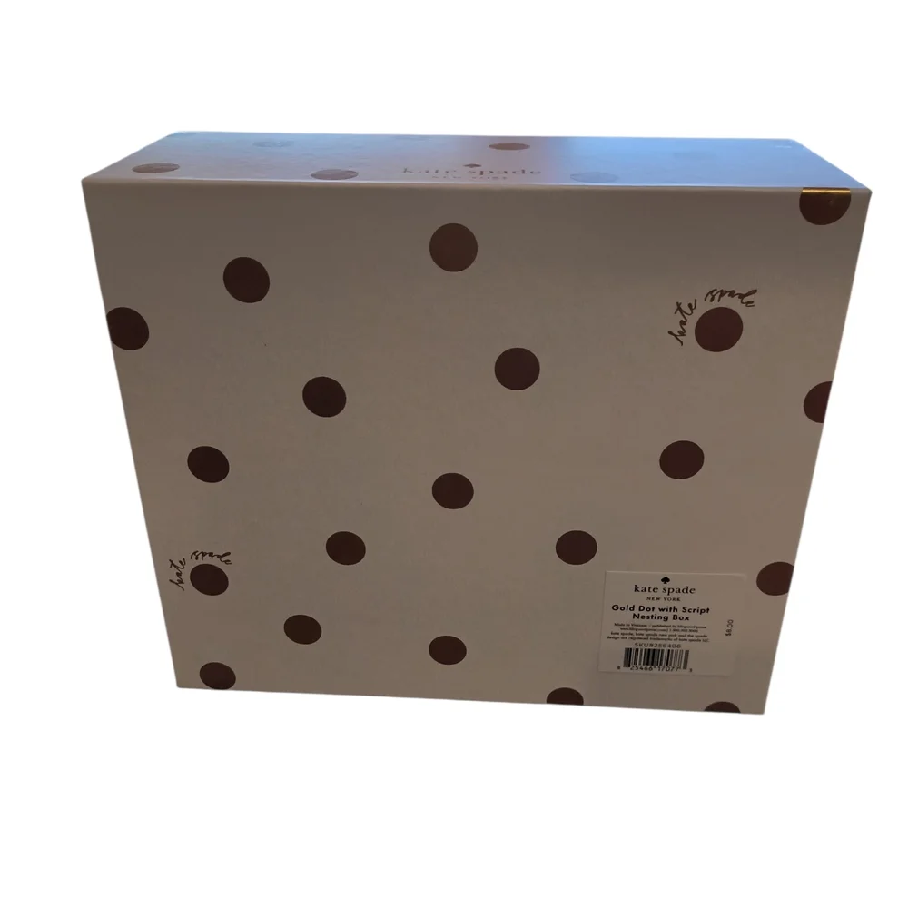 NWT Kate Spade Polka Gold Dot Nesting Box - Cream & Gold